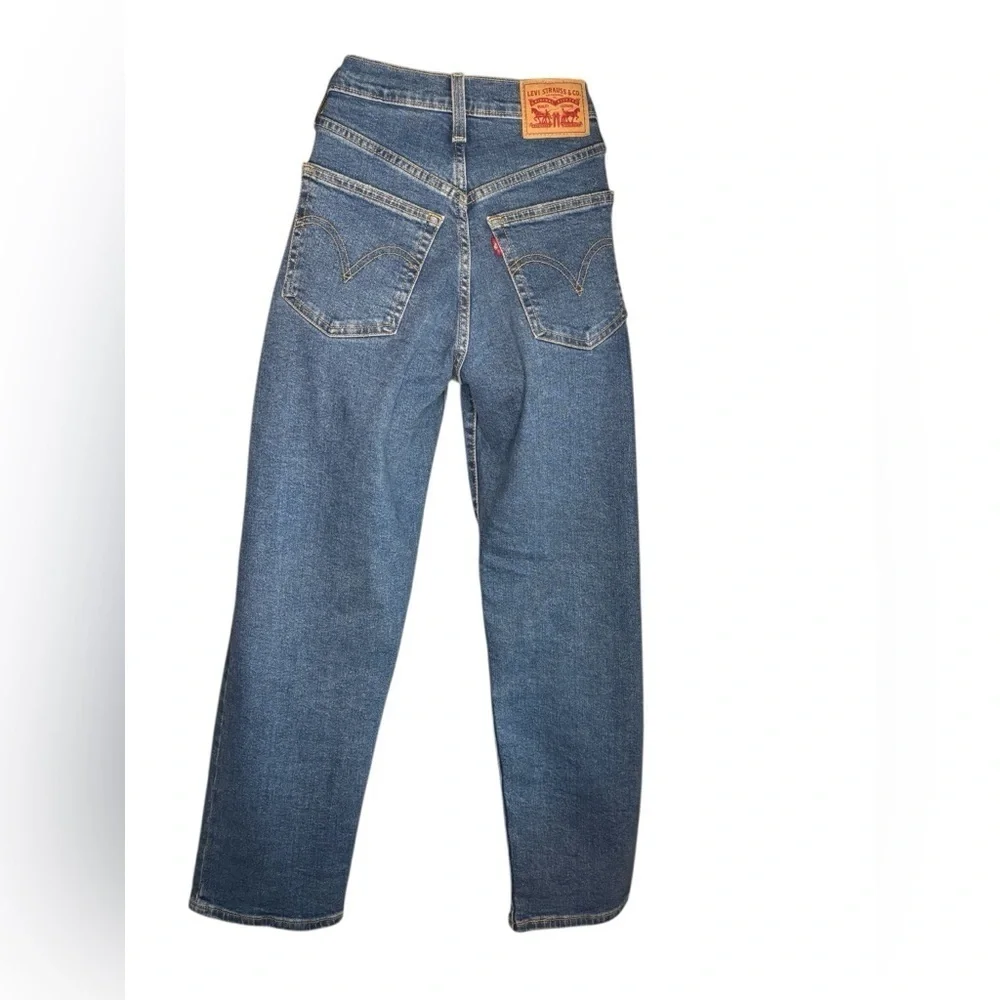 Levis Premium Womens Ribcage Straight Denim Jeans Blue High Waist Straight sz 25